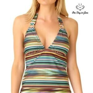 a.n.a Striped Tankini Top Size M
